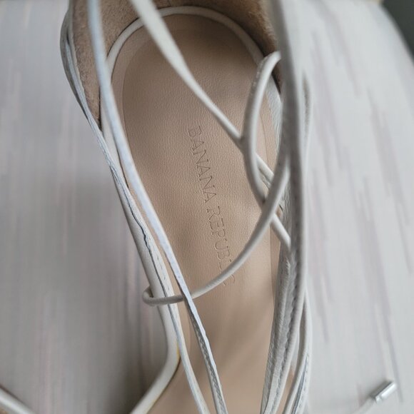 Banana Republic Treccia Braided Bone Leather Strappy Stiletto Heels Size 7M - Picture 13 of 16